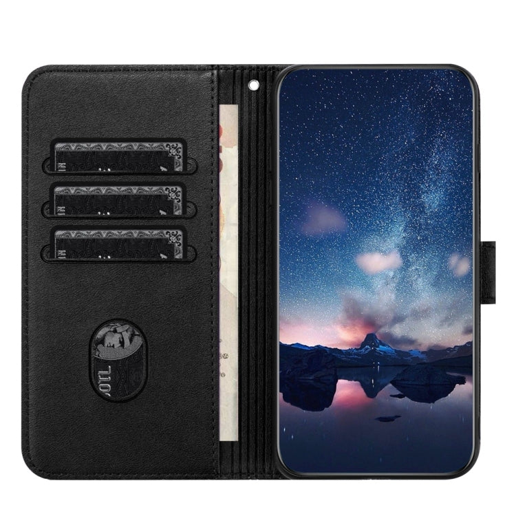 For iPhone 15 Pro Tree Birds Embossed Pattern Leather Phone Case(Black) - HoMEdemic™ 
