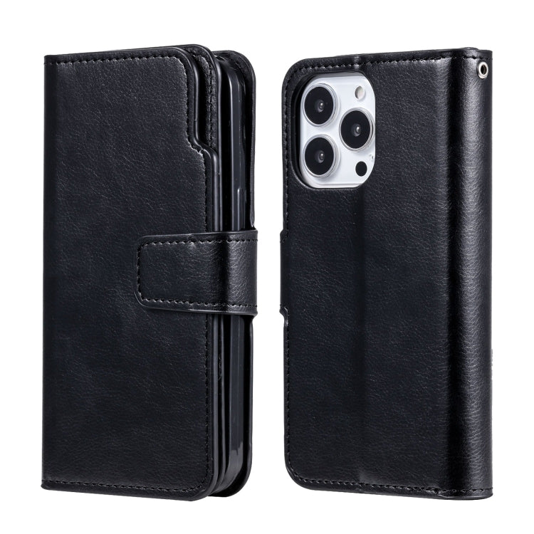 For iPhone 15 Pro Tri-Fold 9-Card Wallets Leather Phone Case(Black) - HoMEdemic™ 