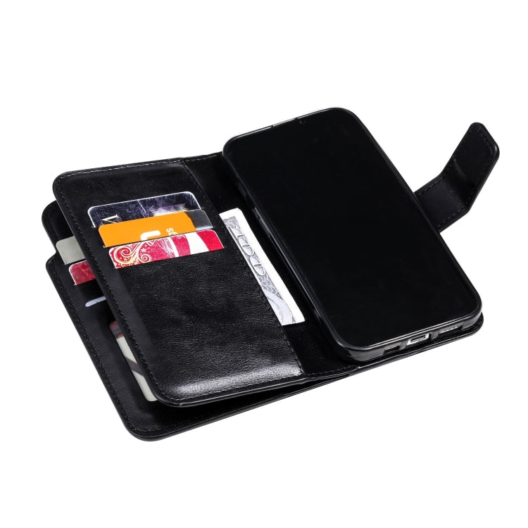 For iPhone 15 Pro Tri-Fold 9-Card Wallets Leather Phone Case(Black) - HoMEdemic™ 