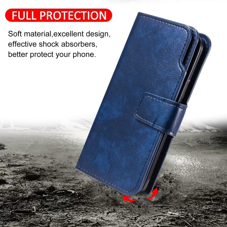 For iPhone 15 Pro Tri-Fold 9-Card Wallets Leather Phone Case(Blue) - HoMEdemic™ 