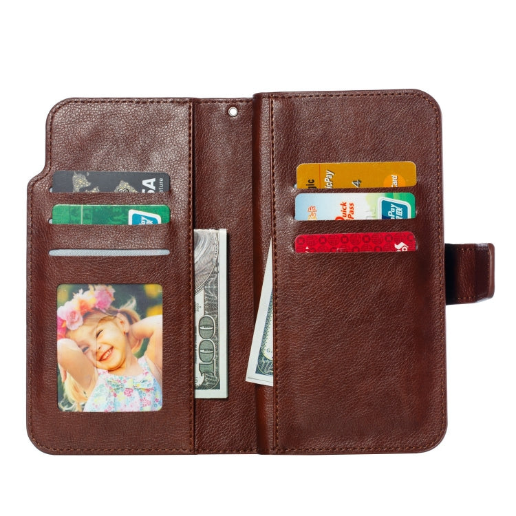 For iPhone 15 Pro Tri-Fold 9-Card Wallets Leather Phone Case(Brown) - HoMEdemic™ 