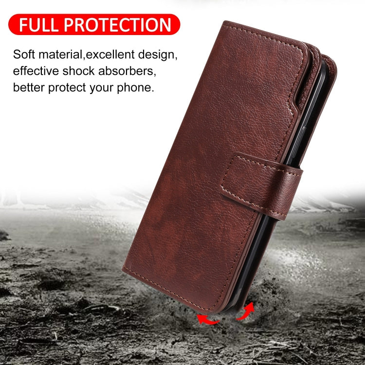 For iPhone 15 Pro Tri-Fold 9-Card Wallets Leather Phone Case(Brown) - HoMEdemic™ 