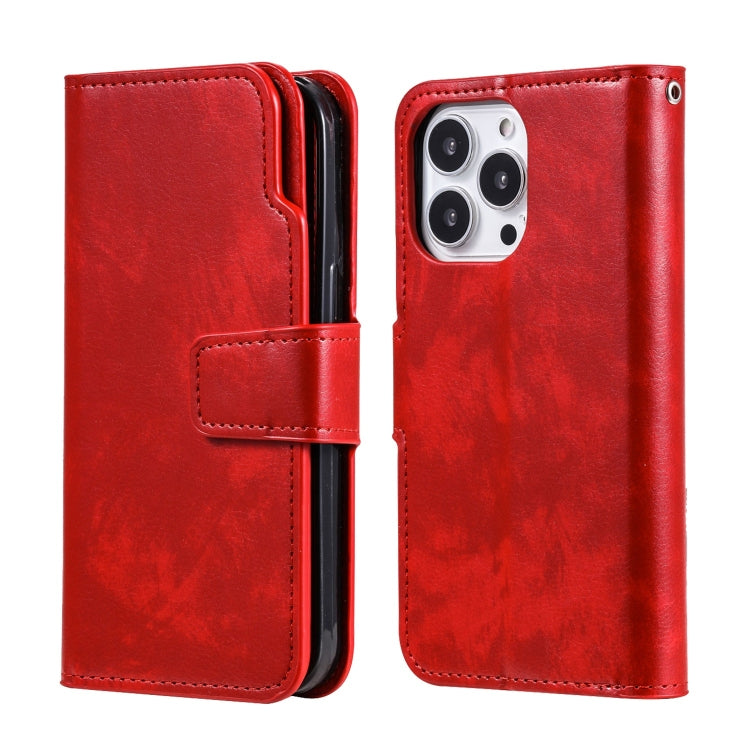 For iPhone 15 Pro Tri-Fold 9-Card Wallets Leather Phone Case(Red) - HoMEdemic™ 