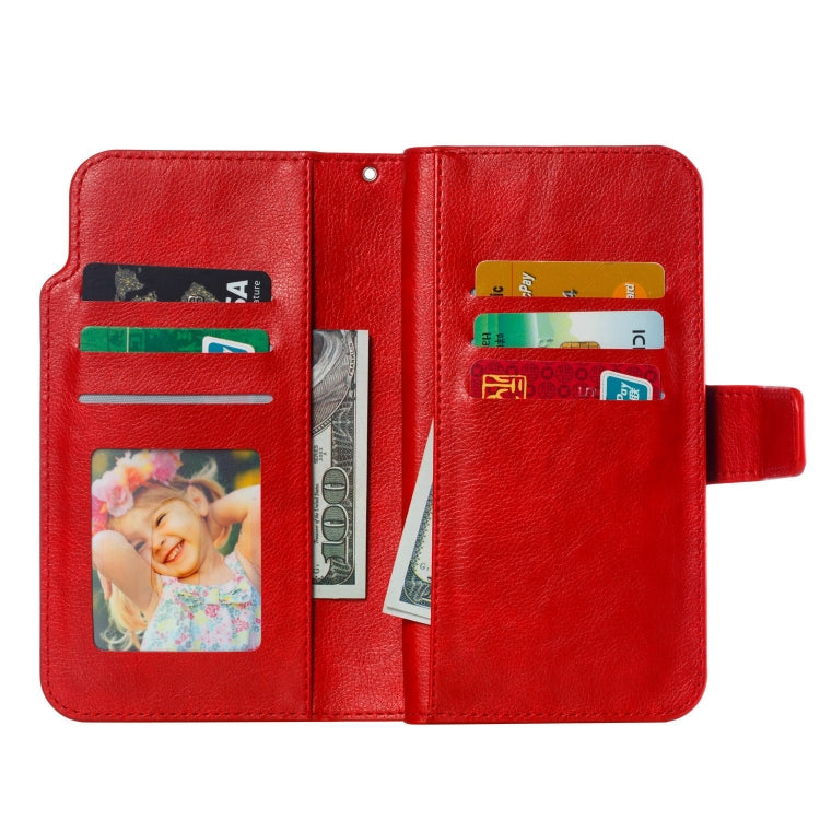 For iPhone 15 Pro Tri-Fold 9-Card Wallets Leather Phone Case(Red) - HoMEdemic™ 