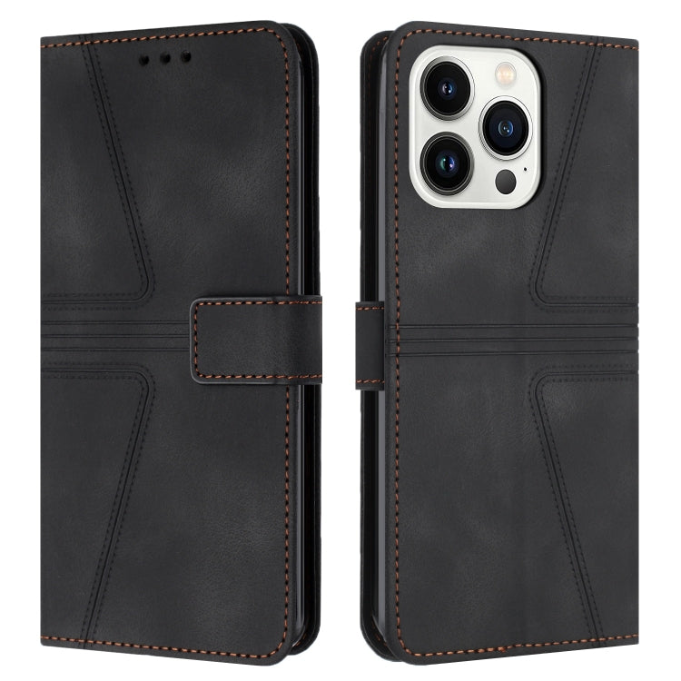 For iPhone 15 Pro Triangle Solid Color Leather Phone Case(Black) - HoMEdemic™ 