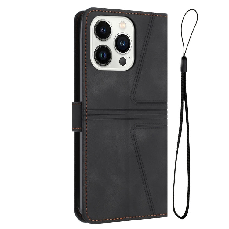 For iPhone 15 Pro Triangle Solid Color Leather Phone Case(Black) - HoMEdemic™ 