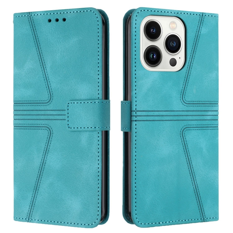 For iPhone 15 Pro Triangle Solid Color Leather Phone Case(Green) - HoMEdemic™ 