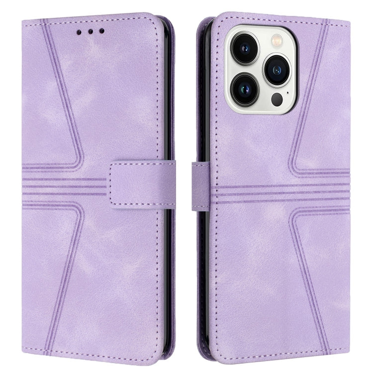 For iPhone 15 Pro Triangle Solid Color Leather Phone Case(Purple) - HoMEdemic™ 