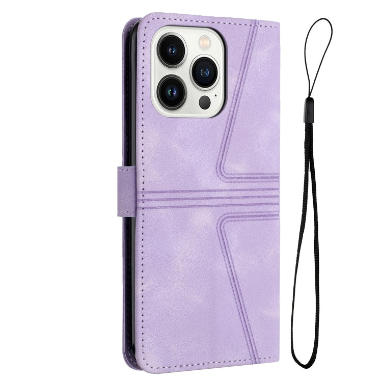 For iPhone 15 Pro Triangle Solid Color Leather Phone Case(Purple) - HoMEdemic™ 