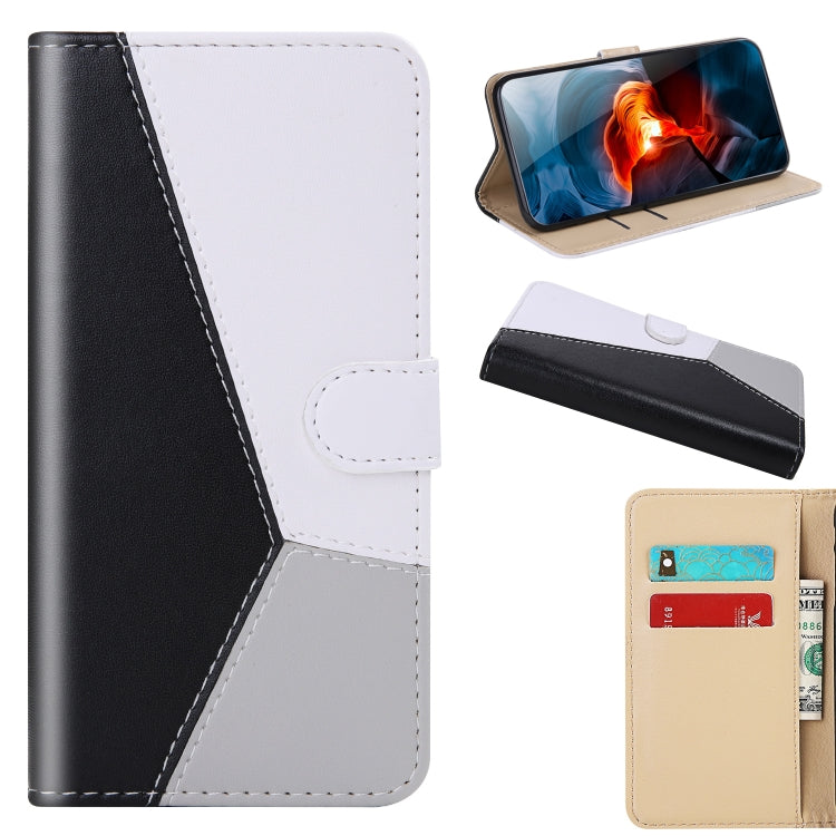 For iPhone 15 Pro Tricolor Stitching Horizontal Flip Leather Phone Case(Black) - HoMEdemic™ 