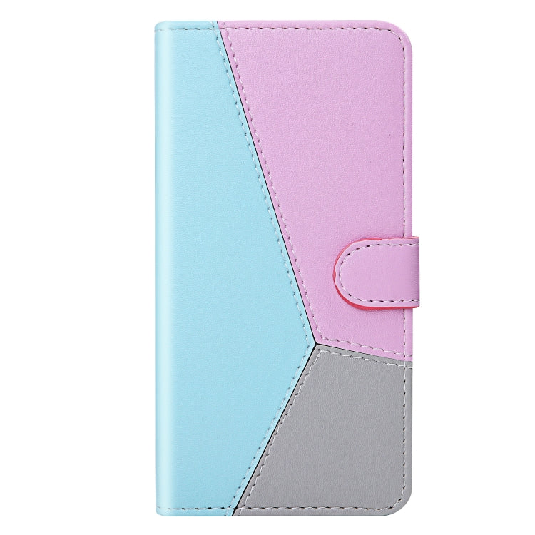 For iPhone 15 Pro Tricolor Stitching Horizontal Flip Leather Phone Case(Blue) - HoMEdemic™ 