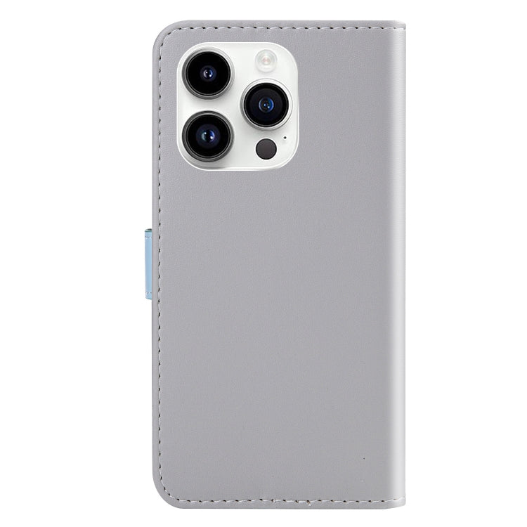 For iPhone 15 Pro Tricolor Stitching Horizontal Flip Leather Phone Case(Grey) - HoMEdemic™ 