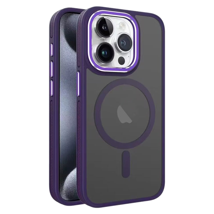 For iPhone 15 Pro Two-color Frosted MagSafe Magnetic Phone Case(Purple) - HoMEdemic™ 