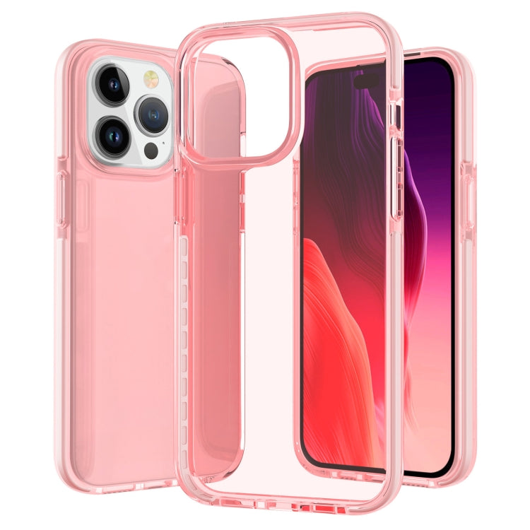 For iPhone 15 Pro Two-color Shockproof High Transparency TPU Phone Case(Pink) - HoMEdemic™ 