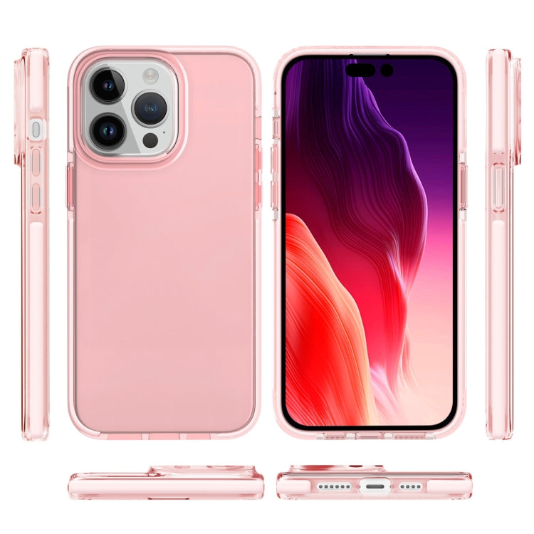 For iPhone 15 Pro Two-color Shockproof High Transparency TPU Phone Case(Pink) - HoMEdemic™ 