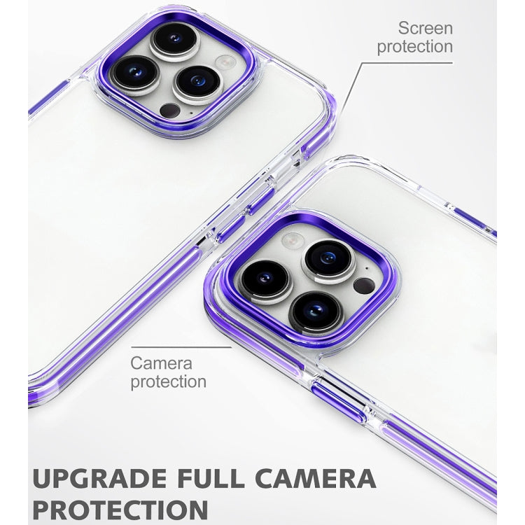 For iPhone 15 Pro Two-color TPU Transparent PC Shockproof Phone Case(Purple) - HoMEdemic™ 