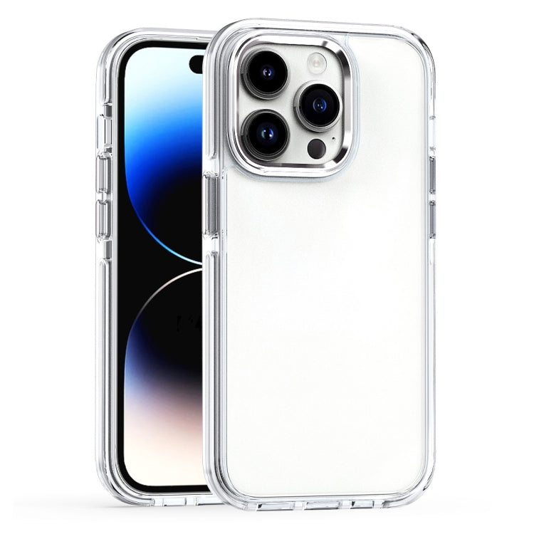 For iPhone 15 Pro Two-color TPU Transparent PC Shockproof Phone Case(White) - HoMEdemic™ 