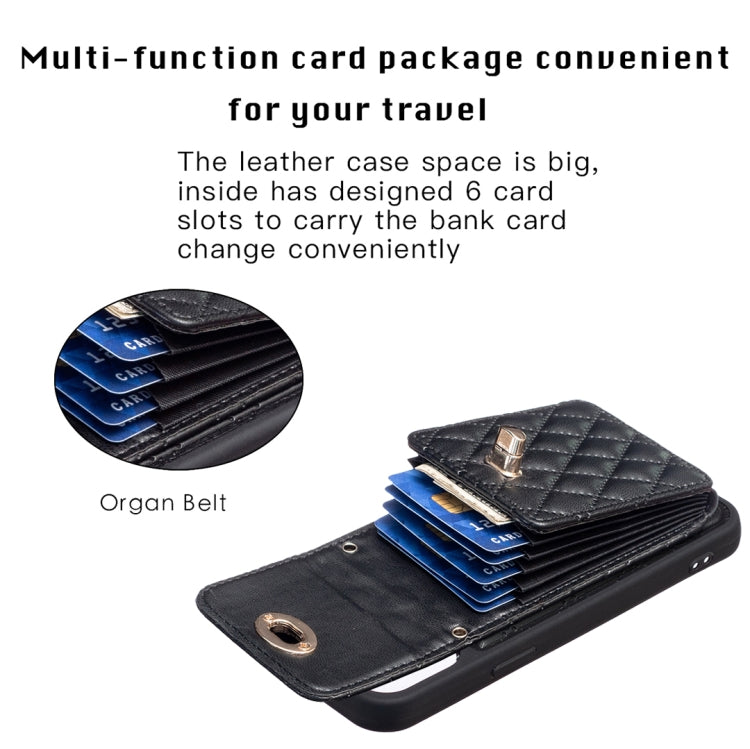 For iPhone 15 Pro Vertical Wallet Rhombic Leather Phone Case(Black) - HoMEdemic™ 