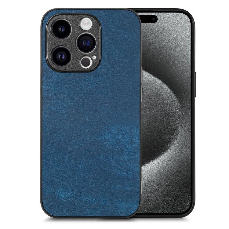 For iPhone 15 Pro Vintage Leather PC Back Cover Phone Case(Blue) - HoMEdemic™ 