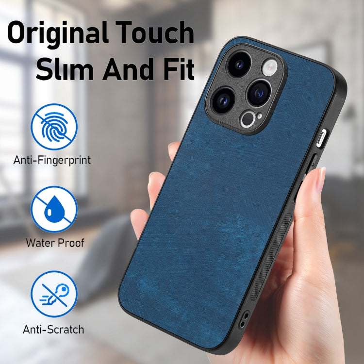 For iPhone 15 Pro Vintage Leather PC Back Cover Phone Case(Blue) - HoMEdemic™ 
