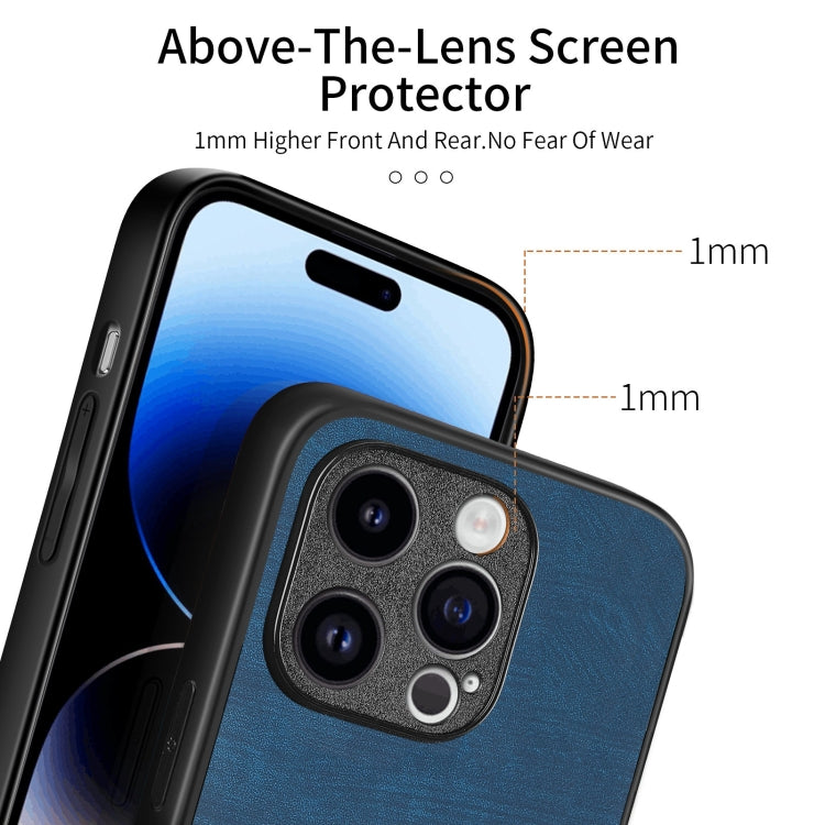 For iPhone 15 Pro Vintage Leather PC Back Cover Phone Case(Blue) - HoMEdemic™ 