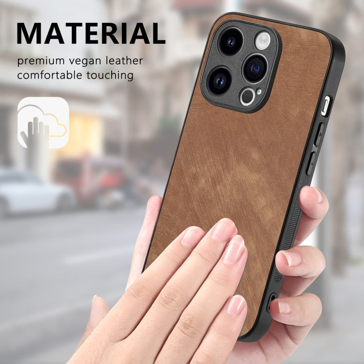 For iPhone 15 Pro Vintage Leather PC Back Cover Phone Case(Brown) - HoMEdemic™ 