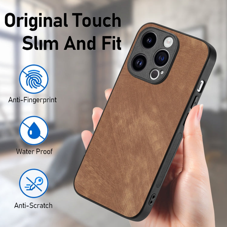 For iPhone 15 Pro Vintage Leather PC Back Cover Phone Case(Brown) - HoMEdemic™ 