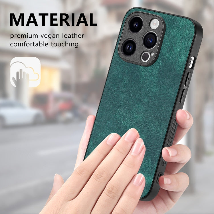 For iPhone 15 Pro Vintage Leather PC Back Cover Phone Case(Green) - HoMEdemic™ 
