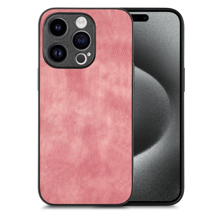 For iPhone 15 Pro Vintage Leather PC Back Cover Phone Case(Pink) - HoMEdemic™ 