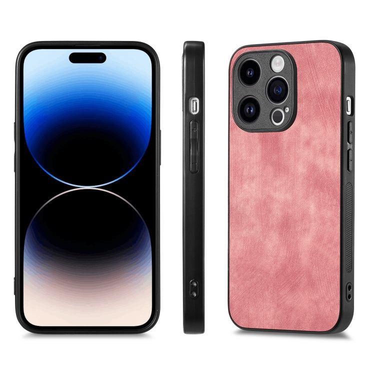 For iPhone 15 Pro Vintage Leather PC Back Cover Phone Case(Pink) - HoMEdemic™ 