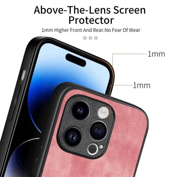 For iPhone 15 Pro Vintage Leather PC Back Cover Phone Case(Pink) - HoMEdemic™ 