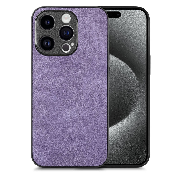 For iPhone 15 Pro Vintage Leather PC Back Cover Phone Case(Purple) - HoMEdemic™ 