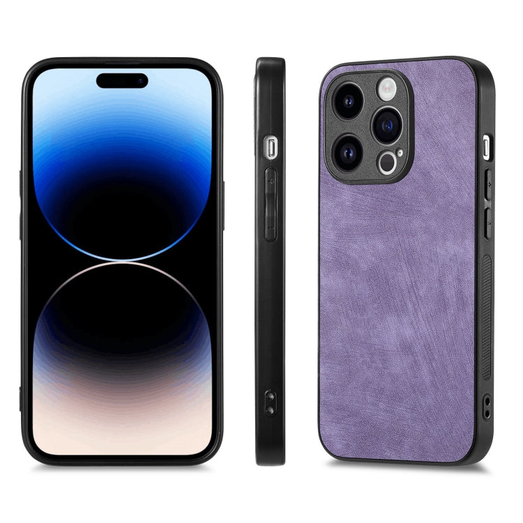 For iPhone 15 Pro Vintage Leather PC Back Cover Phone Case(Purple) - HoMEdemic™ 
