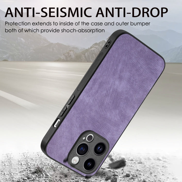 For iPhone 15 Pro Vintage Leather PC Back Cover Phone Case(Purple) - HoMEdemic™ 