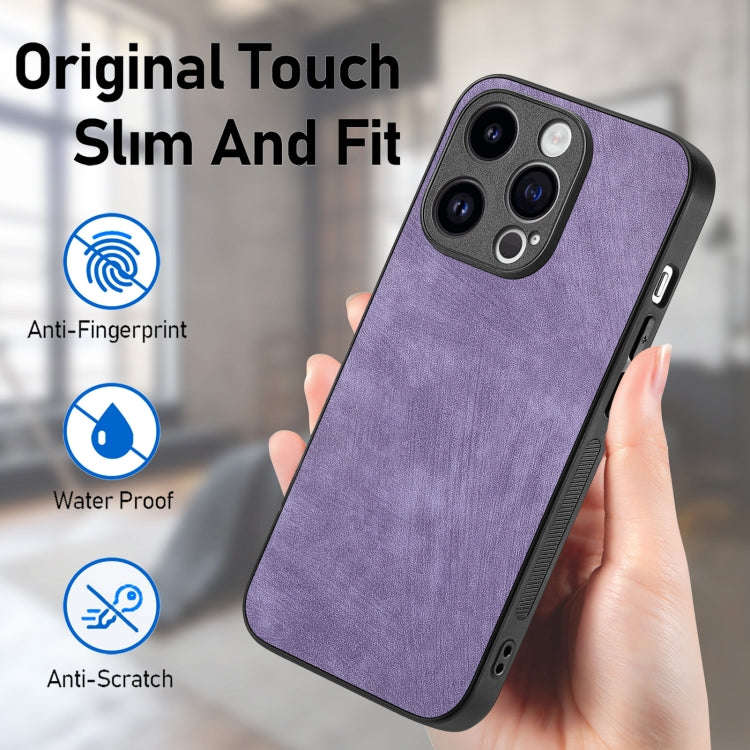 For iPhone 15 Pro Vintage Leather PC Back Cover Phone Case(Purple) - HoMEdemic™ 
