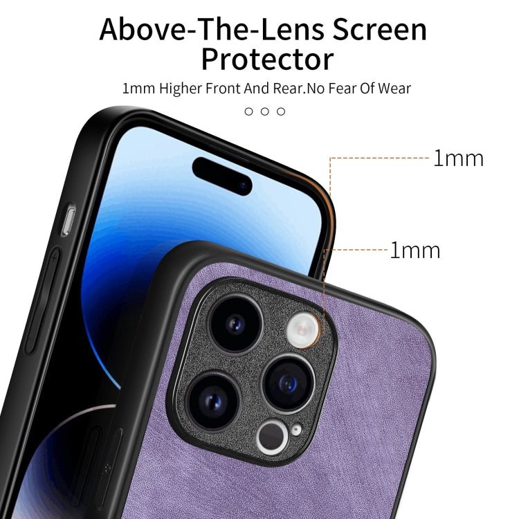 For iPhone 15 Pro Vintage Leather PC Back Cover Phone Case(Purple) - HoMEdemic™ 