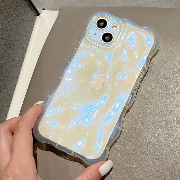 For iPhone 15 Pro Wave Bubbles TPU Phone Case(Clear Glitter Blue) - HoMEdemic™ 