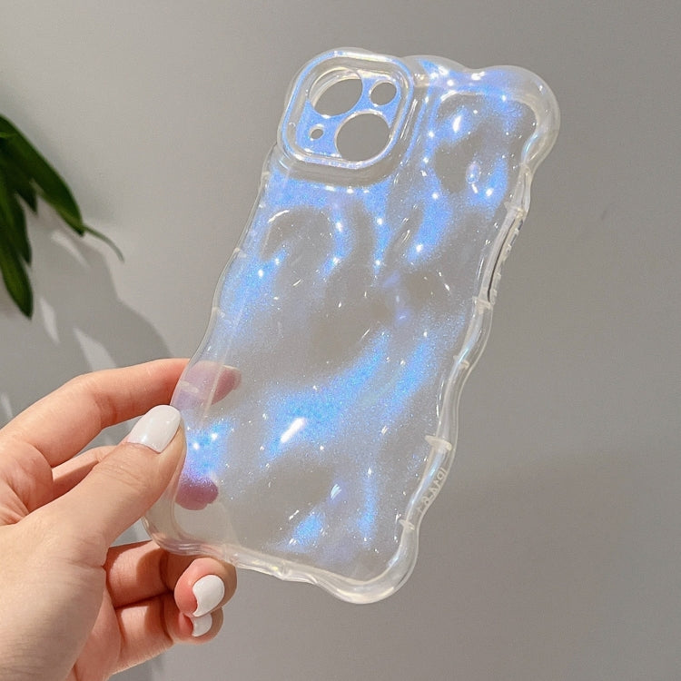 For iPhone 15 Pro Wave Bubbles TPU Phone Case(Clear Glitter Blue) - HoMEdemic™ 