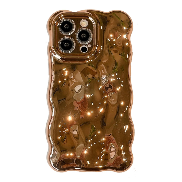 For iPhone 15 Pro Wave Bubbles TPU Phone Case(Painted Gold) - HoMEdemic™ 