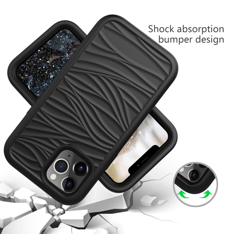 For iPhone 15 Pro Wave Pattern 3 in 1 Silicone + PC Phone Case(Black) - HoMEdemic™ 