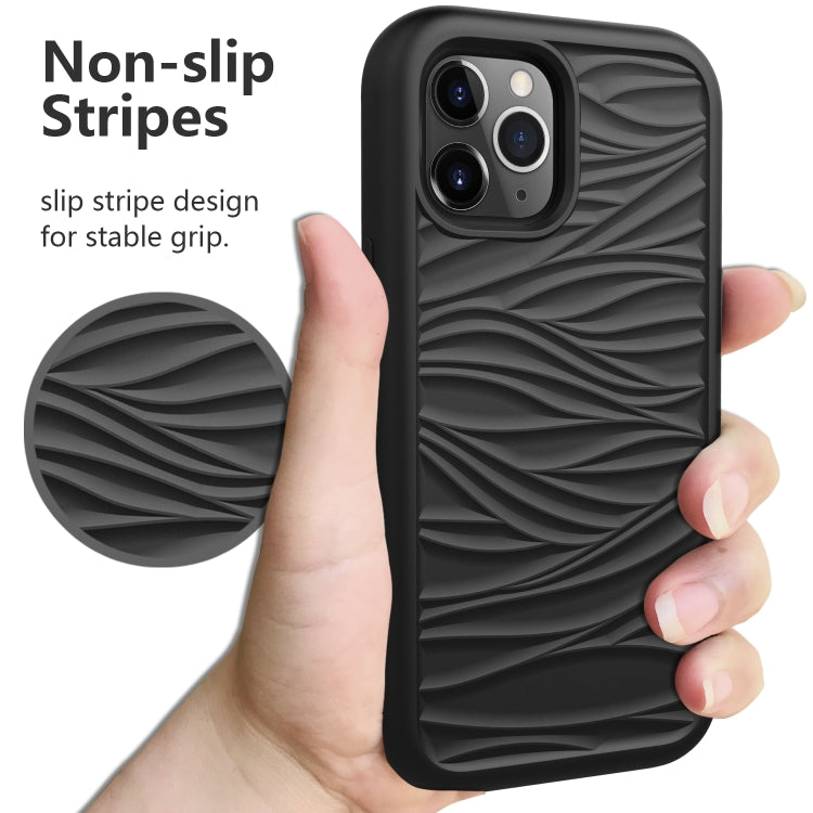 For iPhone 15 Pro Wave Pattern 3 in 1 Silicone + PC Phone Case(Black+Hot Pin) - HoMEdemic™ 