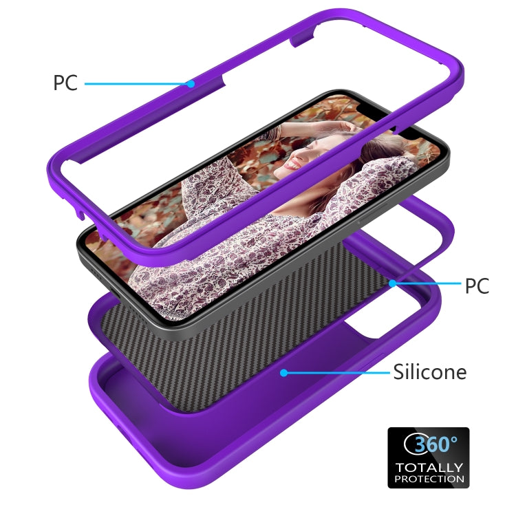 For iPhone 15 Pro Wave Pattern 3 in 1 Silicone + PC Phone Case(Purple) - HoMEdemic™ 