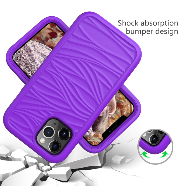 For iPhone 15 Pro Wave Pattern 3 in 1 Silicone + PC Phone Case(Purple) - HoMEdemic™ 