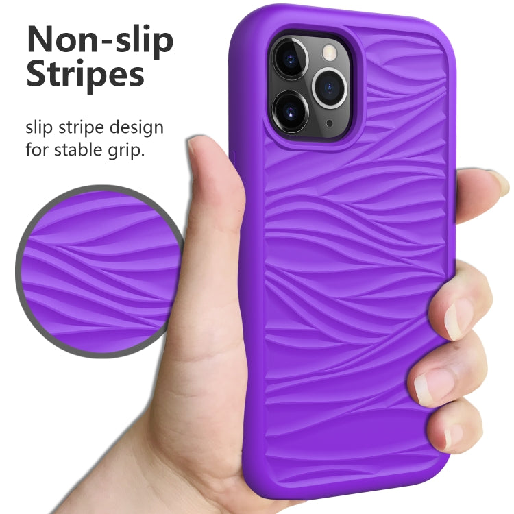 For iPhone 15 Pro Wave Pattern 3 in 1 Silicone + PC Phone Case(Purple) - HoMEdemic™ 