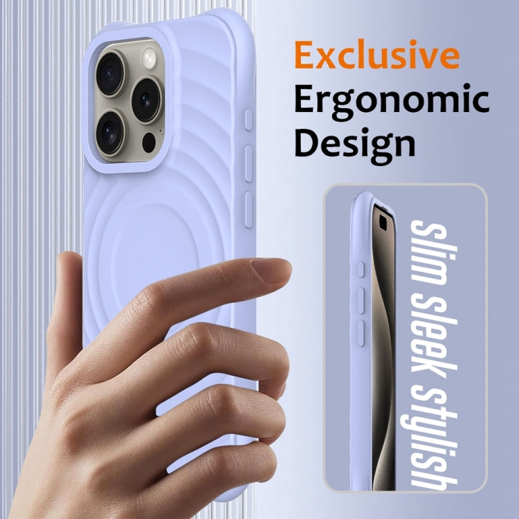 For iPhone 15 Pro Wave Texture MagSafe Magnetic Liquid Silicone Phone Case(Purple) - HoMEdemic™ 