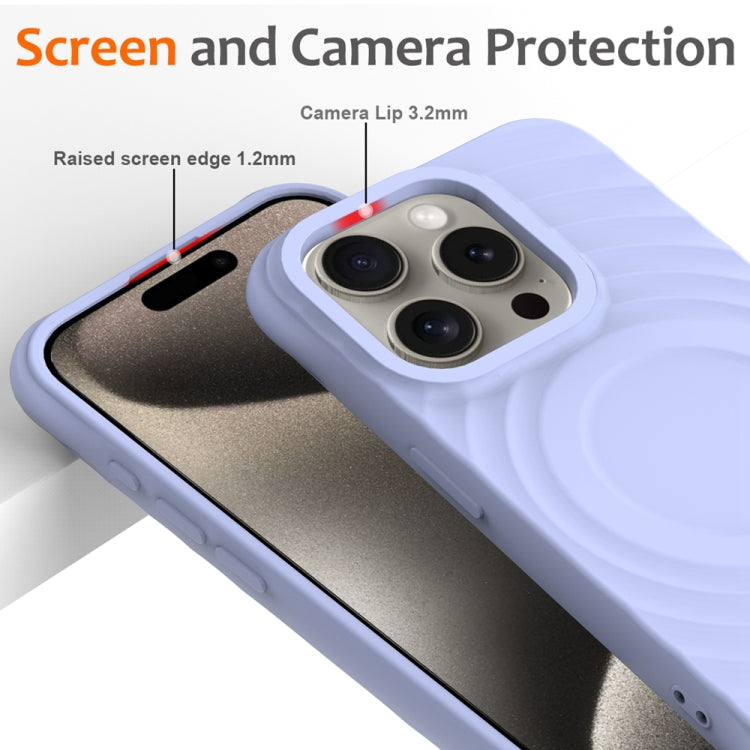 For iPhone 15 Pro Wave Texture MagSafe Magnetic Liquid Silicone Phone Case(Purple) - HoMEdemic™ 