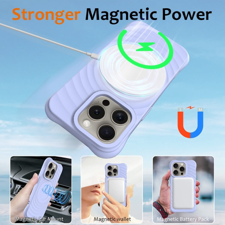 For iPhone 15 Pro Wave Texture MagSafe Magnetic Liquid Silicone Phone Case(Purple) - HoMEdemic™ 