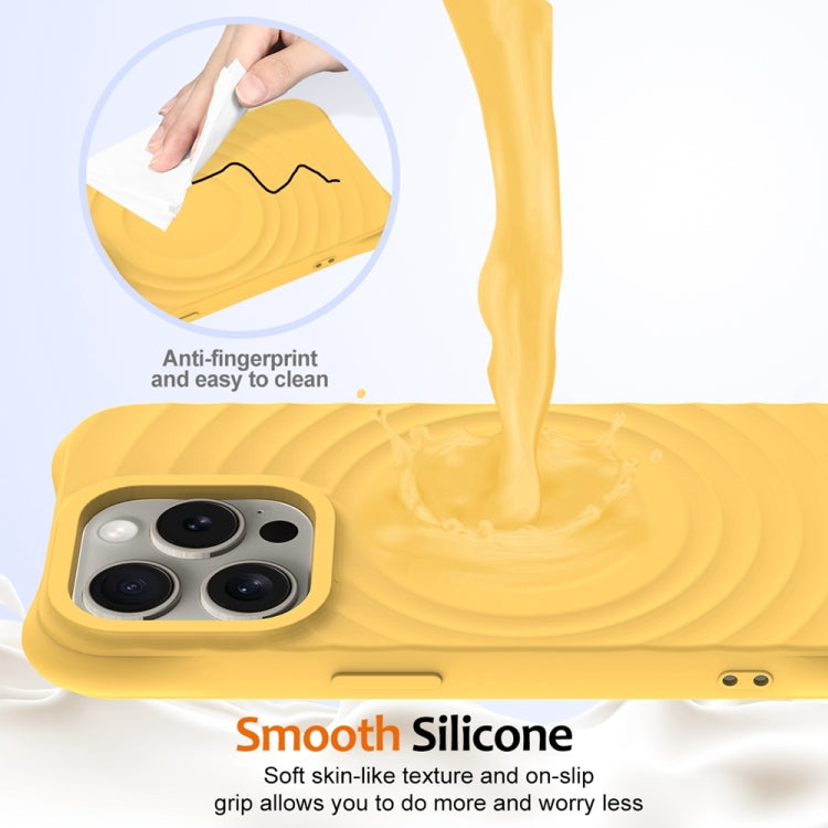 For iPhone 15 Pro Wave Texture MagSafe Magnetic Liquid Silicone Phone Case(Yellow) - HoMEdemic™ 