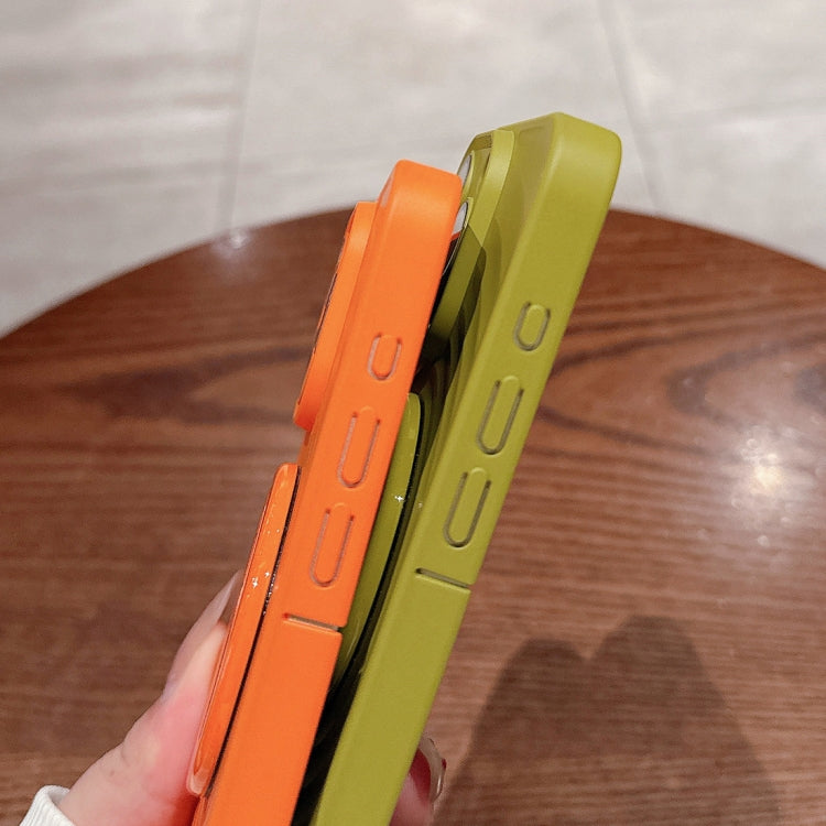 For iPhone 15 Pro Wave Texture PC Shockproof Phone Case with Holder(Avocado Green) - HoMEdemic™ 