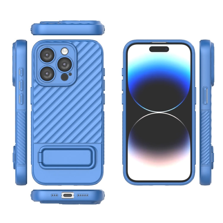 For iPhone 15 Pro Wavy Texture TPU Phone Case with Lens Film(Blue) - HoMEdemic™ 